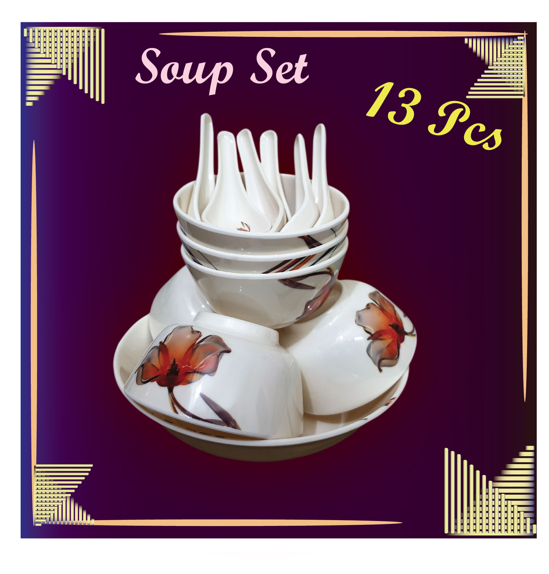 Melamine Soup Set (13 Pcs)