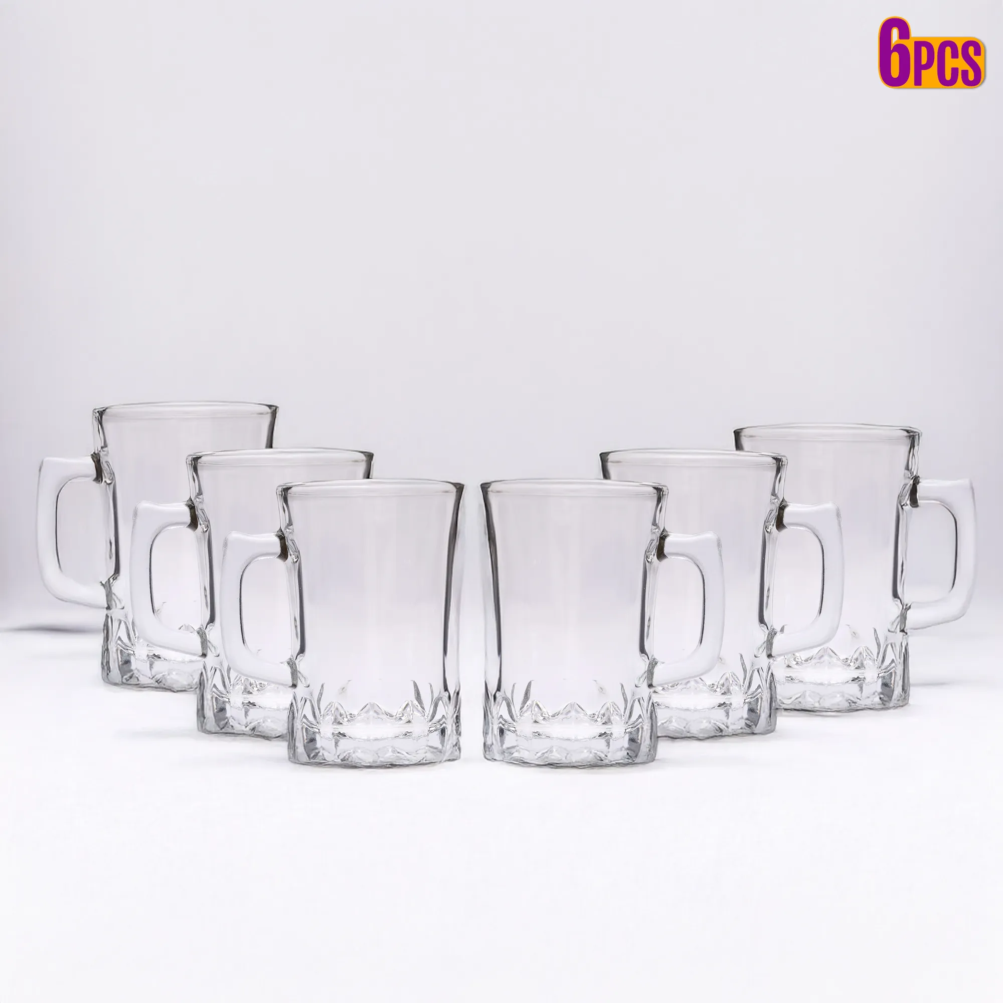 Crystal Glass Tea & Coffee Cup Set – Tong Gor Style, Transparent Design